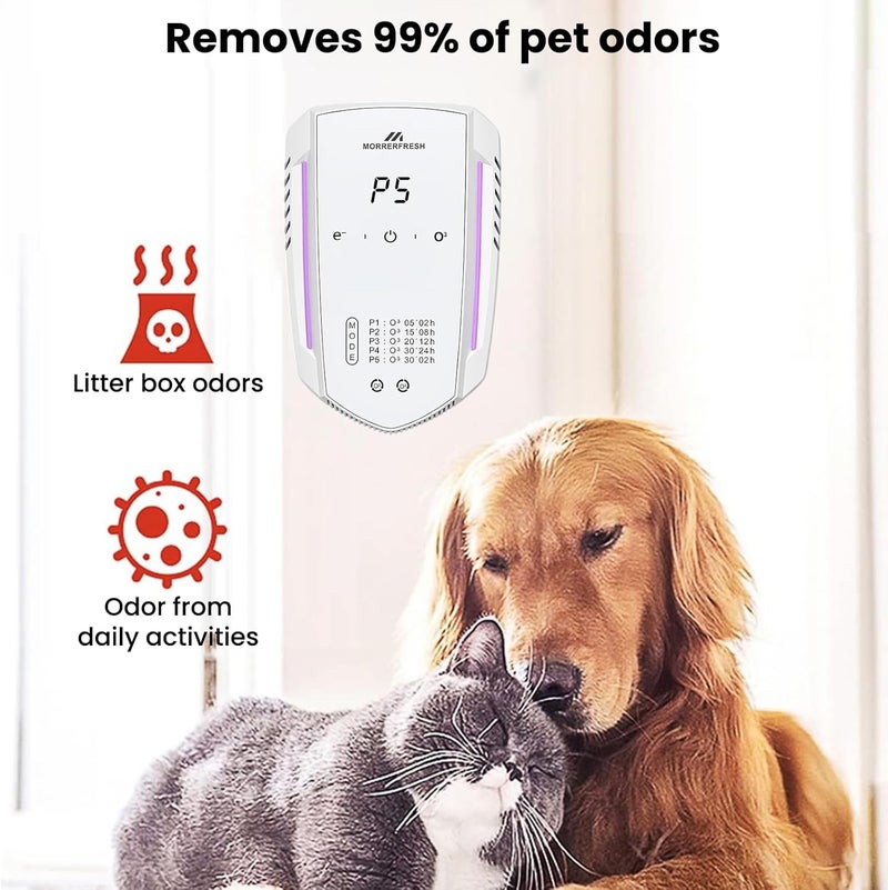 Morrerfresh Ozone Odor Eliminator for Strong Odor 99% Cat Litter Deodorizer Dog Poof Odor Removal Air Ionizers for Home Portable Air Purifier for Pets Toilet Wardrobe Shoe Garage Room Cabinet White - Image 4
